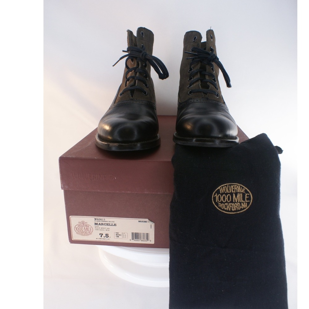 Wolverine 1000 Mile Marcelle Boots Womens 7.5 Black Multi Leather Suede W40211